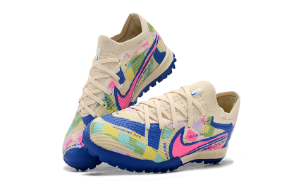 Kids Nike Air Zoom Mercurial Vapor 15 Elite TF Artificial Turf Low-Tops Football Shoes - Beige/Pink/Blue