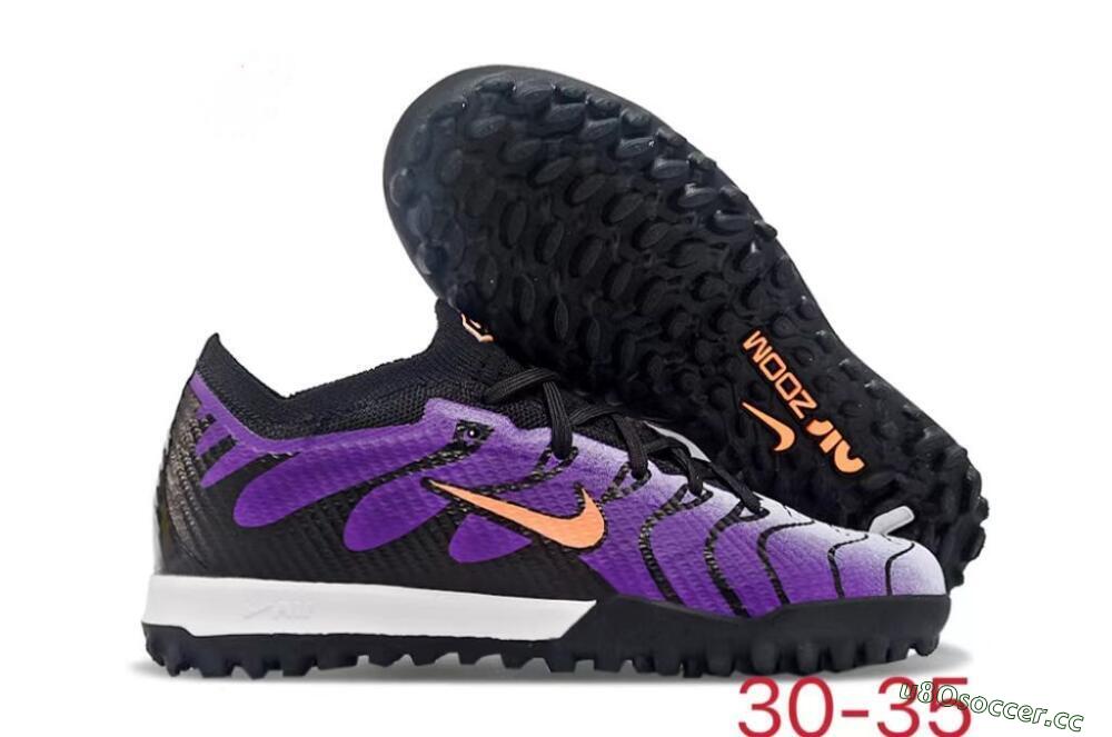 Kids Nike Air Zoom Mercurial Vapor 15 Elite TF Artificial Turf Low-Tops Football Shoes - Purple/Black/Orange 2