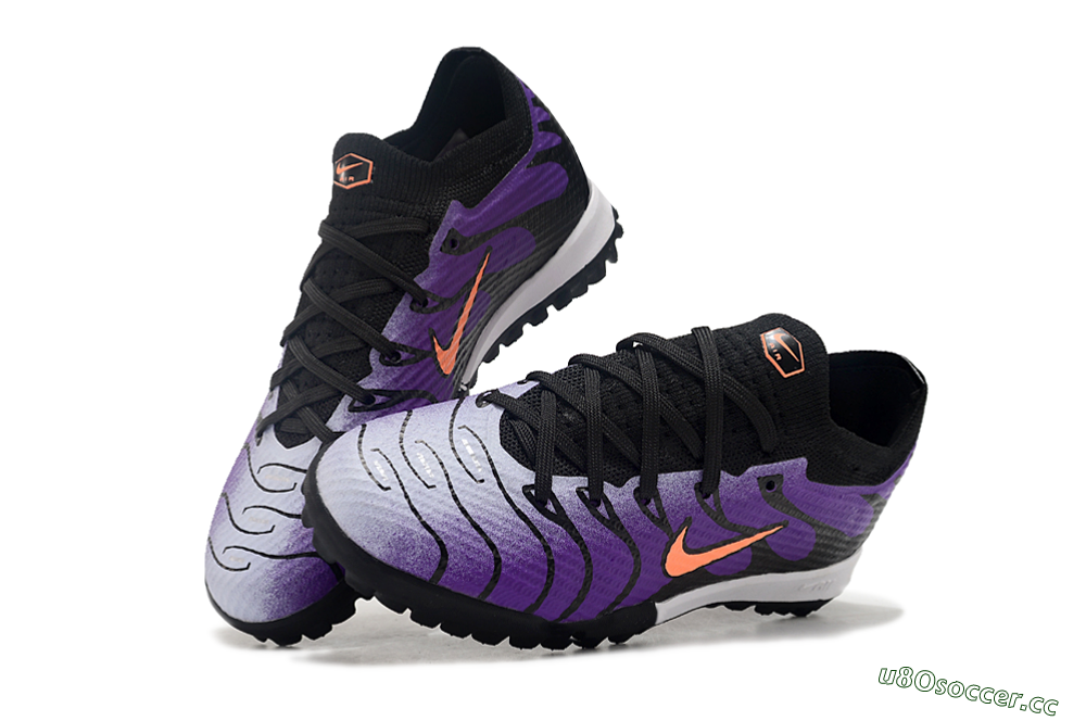 Kids Nike Air Zoom Mercurial Vapor 15 Elite TF Artificial Turf Low-Tops Football Shoes - Purple/Black/Orange 3