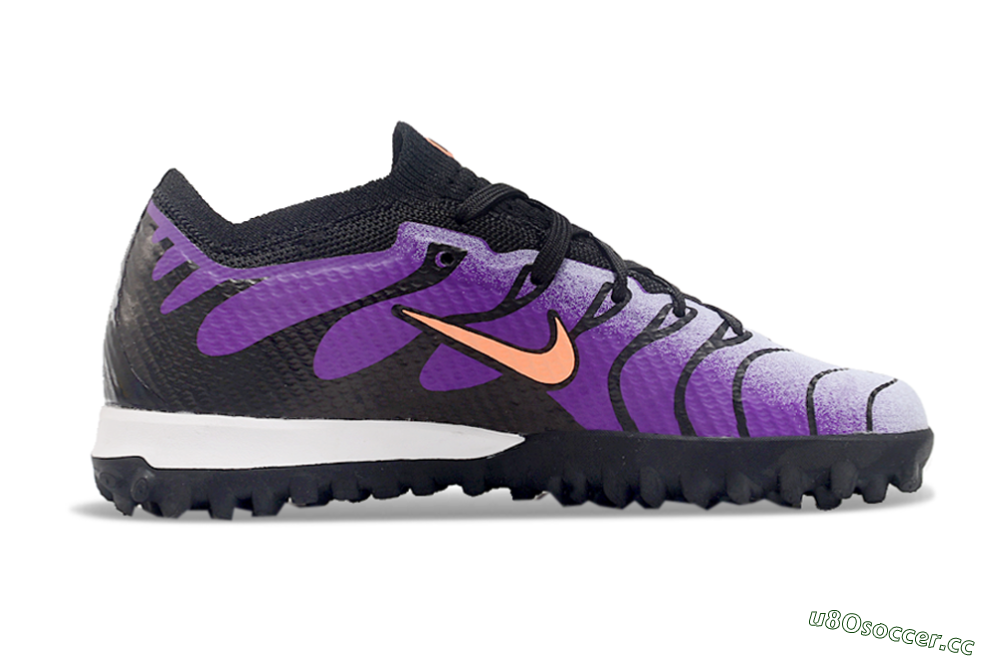 Kids Nike Air Zoom Mercurial Vapor 15 Elite TF Artificial Turf Low-Tops Football Shoes - Purple/Black/Orange 6