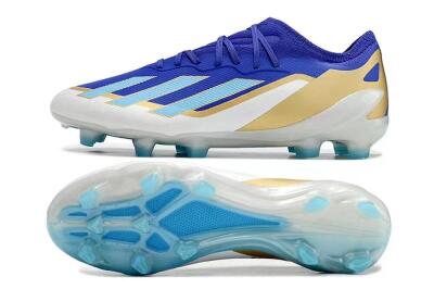 Kids Adidas X Speedportal.1 FG Firm Ground Low-Tops Football Boots - Blue/Gold/White