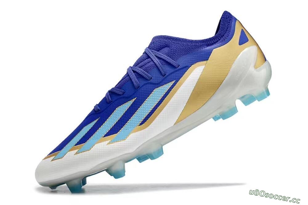 Kids Adidas X Speedportal.1 FG Firm Ground Low-Tops Football Boots - Blue/Gold/White 5