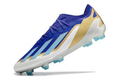 Kids Adidas X Speedportal.1 FG Firm Ground Low-Tops Football Boots - Blue/Gold/White