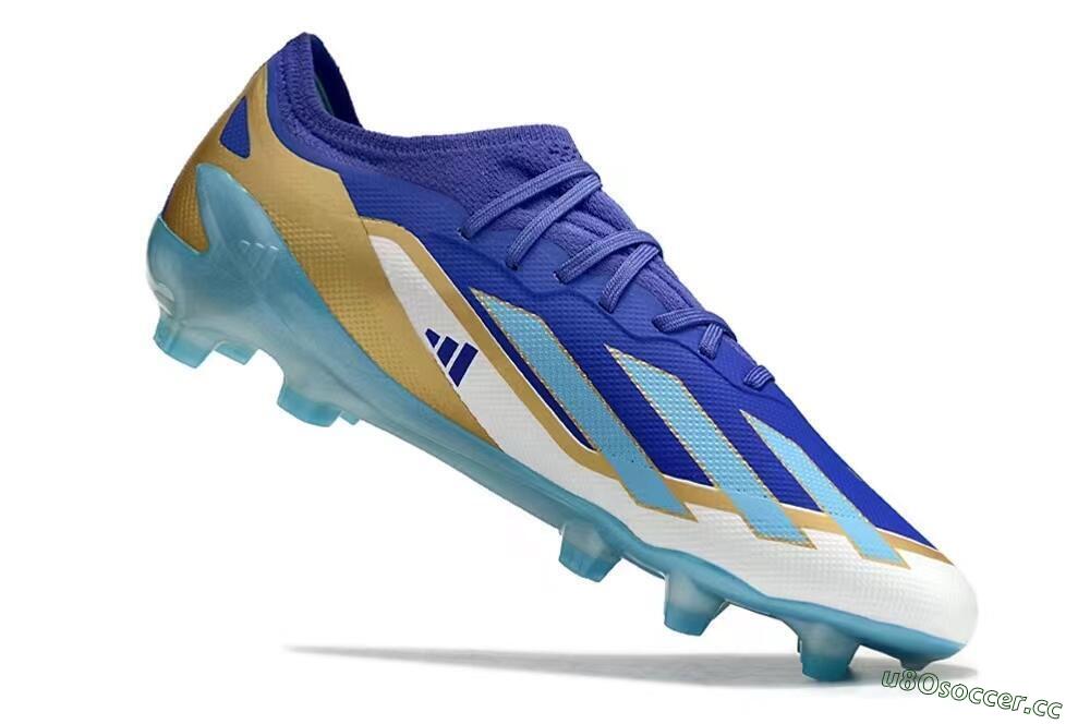 Kids Adidas X Speedportal.1 FG Firm Ground Low-Tops Football Boots - Blue/Gold/White 4