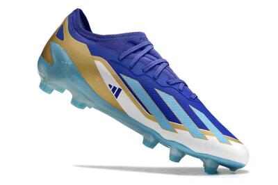 Kids Adidas X Speedportal.1 FG Firm Ground Low-Tops Football Boots - Blue/Gold/White