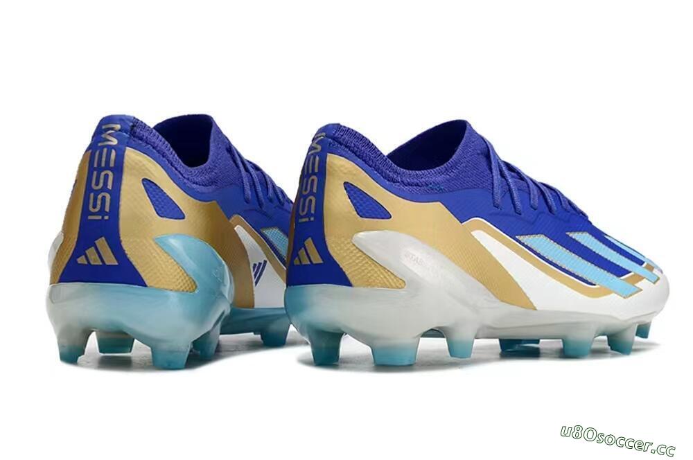 Kids Adidas X Speedportal.1 FG Firm Ground Low-Tops Football Boots - Blue/Gold/White 7
