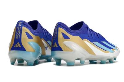 Kids Adidas X Speedportal.1 FG Firm Ground Low-Tops Football Boots - Blue/Gold/White