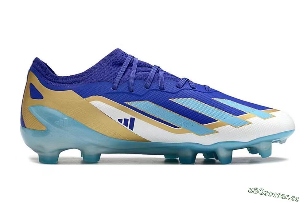 Kids Adidas X Speedportal.1 FG Firm Ground Low-Tops Football Boots - Blue/Gold/White 6