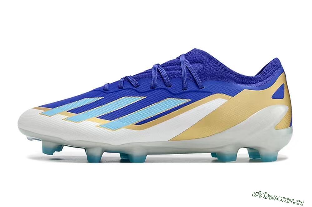 Kids Adidas X Speedportal.1 FG Firm Ground Low-Tops Football Boots - Blue/Gold/White 0