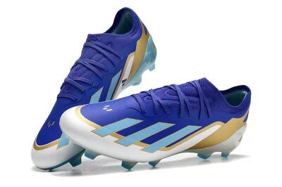 Kids Adidas X Speedportal.1 FG Firm Ground Low-Tops Football Boots - Blue/Gold/White