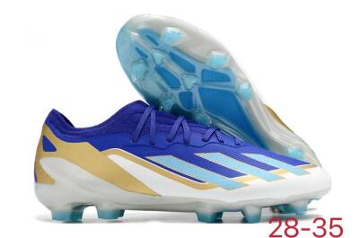 Kids Adidas X Speedportal.1 FG Firm Ground Low-Tops Football Boots - Blue/Gold/White