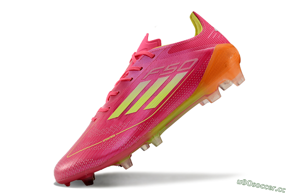 Men's Adidas F50 Elite FG Firm Ground Low-Tops Football Boots - Pink/Yellow/Orange 5
