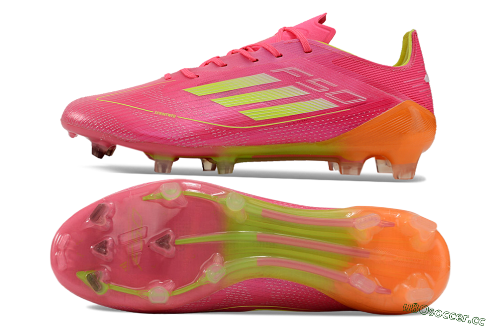Men's Adidas F50 Elite FG Firm Ground Low-Tops Football Boots - Pink/Yellow/Orange 1