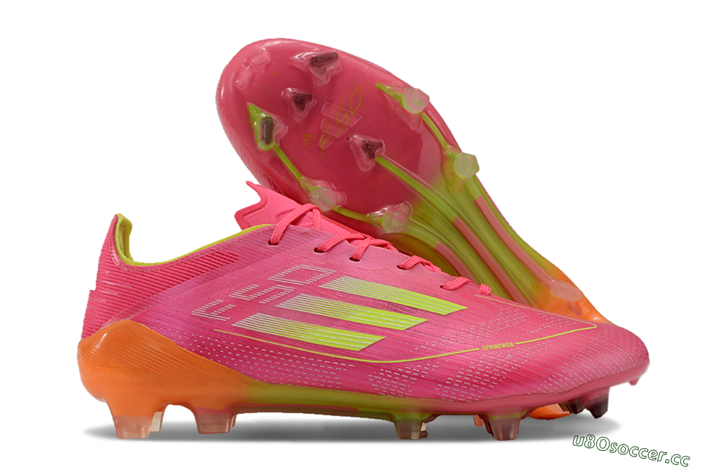 Men's Adidas F50 Elite FG Firm Ground Low-Tops Football Boots - Pink/Yellow/Orange 2
