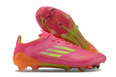 Men's Adidas F50 Elite FG Firm Ground Low-Tops Football Boots - Pink/Yellow/Orange