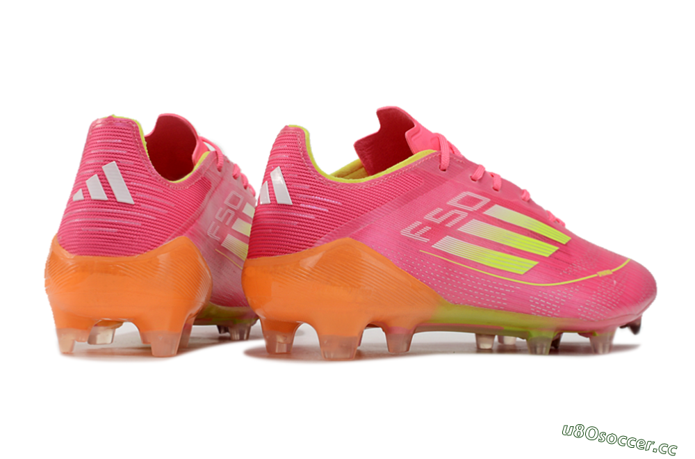 Men's Adidas F50 Elite FG Firm Ground Low-Tops Football Boots - Pink/Yellow/Orange 6