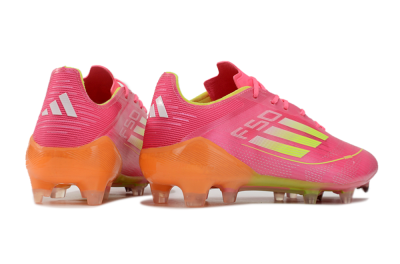 Men's Adidas F50 Elite FG Firm Ground Low-Tops Football Boots - Pink/Yellow/Orange