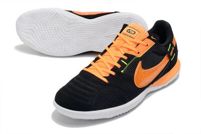 Men's Nike Street Gato IC Indoor & Futsal Low-Tops Football Shoes - Black/Orange/White