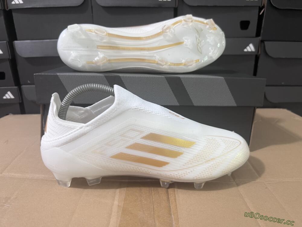 Men's Adidas F50+ Adizero FG Firm Ground Low-Tops Football Boots - White/Gold