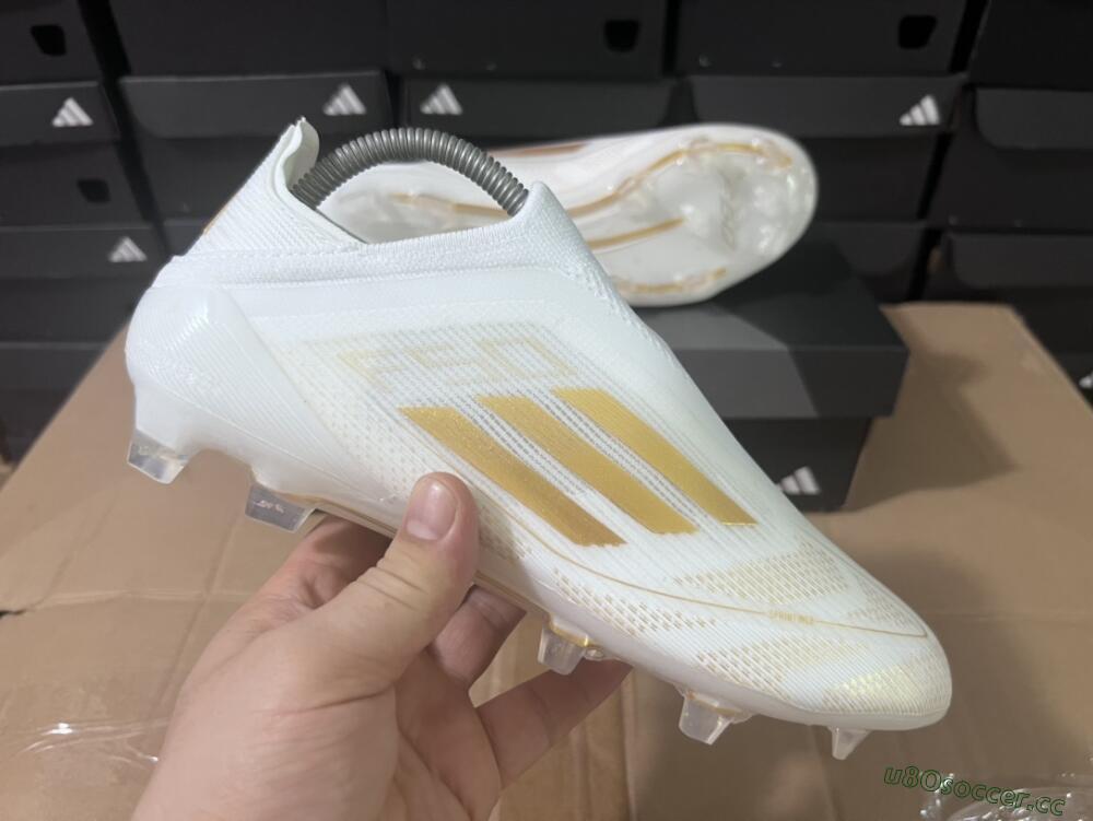 Men's Adidas F50+ Adizero FG Firm Ground Low-Tops Football Boots - White/Gold