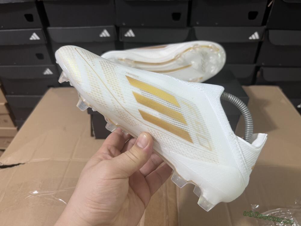 Men's Adidas F50+ Adizero FG Firm Ground Low-Tops Football Boots - White/Gold