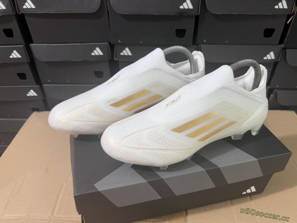 Men's Adidas F50+ Adizero FG Firm Ground Low-Tops Football Boots - White/Gold