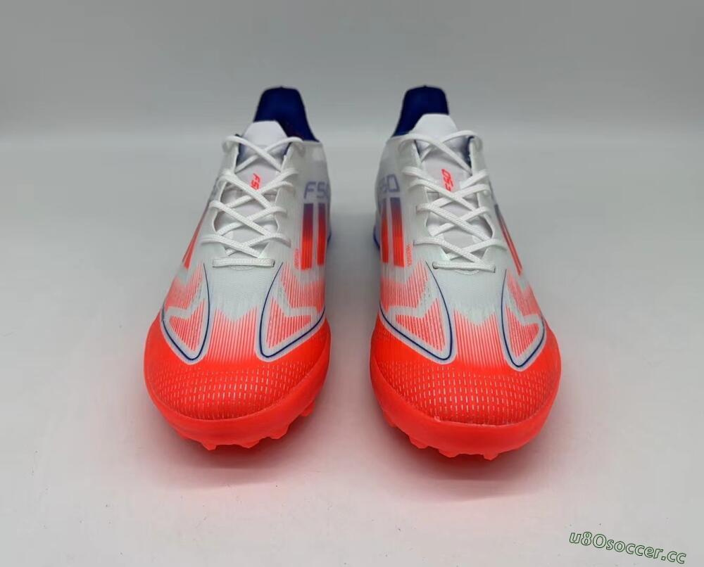 Men's Adidas F50 Pro TF Artificial Turf Low-Tops Football Shoes - White/Red/Blue
