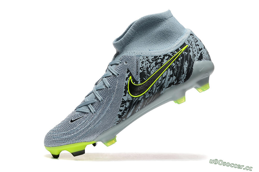 Men's Nike Phantom Luna Elite FG Firm Ground High-Tops Football Boots - Grey/Yellow/Black 8