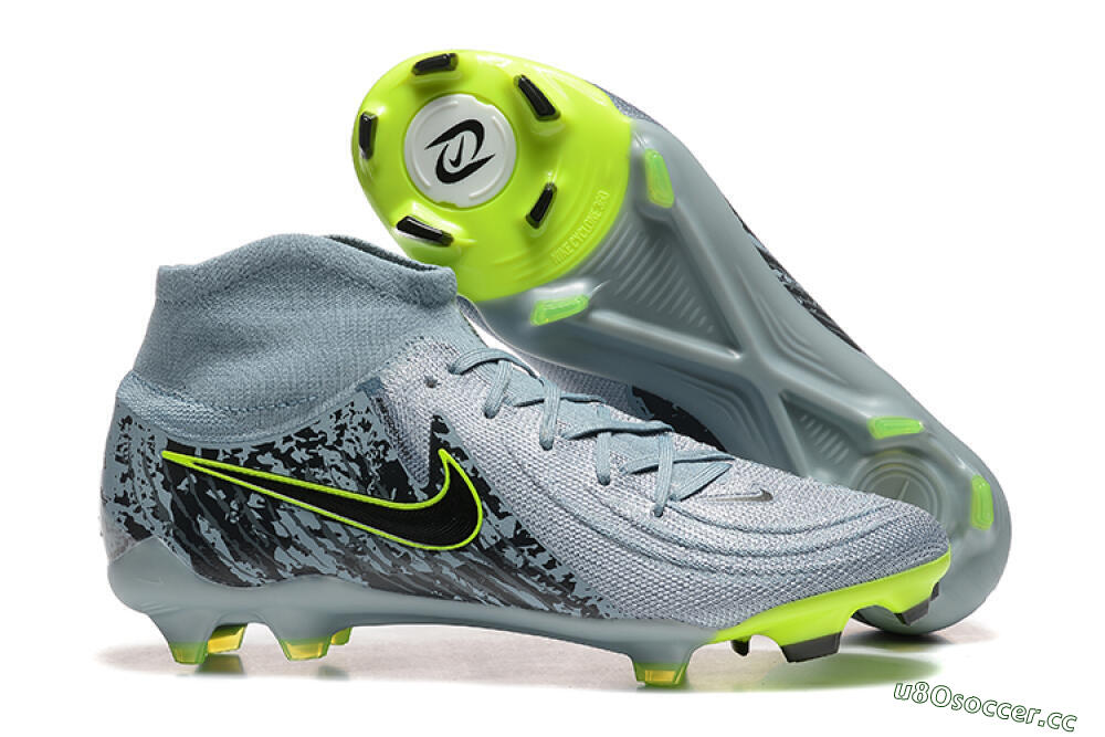 Men's Nike Phantom Luna Elite FG Firm Ground High-Tops Football Boots - Grey/Yellow/Black 2