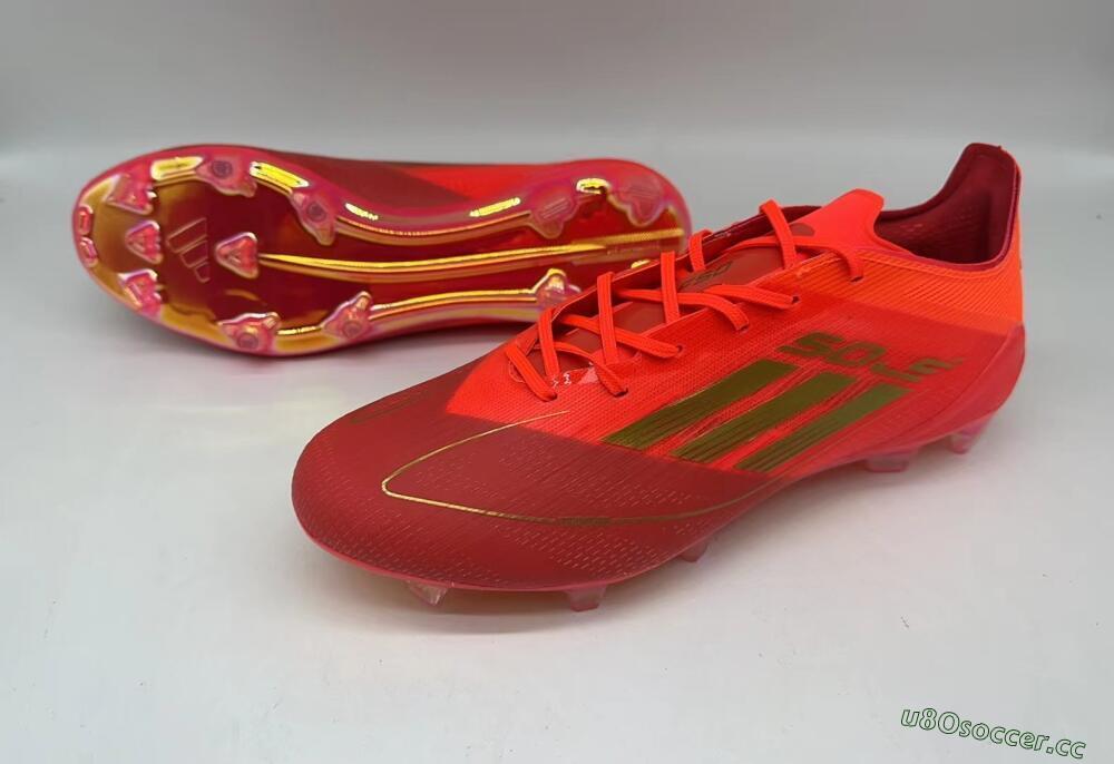 Men's Adidas F50 Elite FG Firm Ground Low-Tops Football Boots - Red/Gold