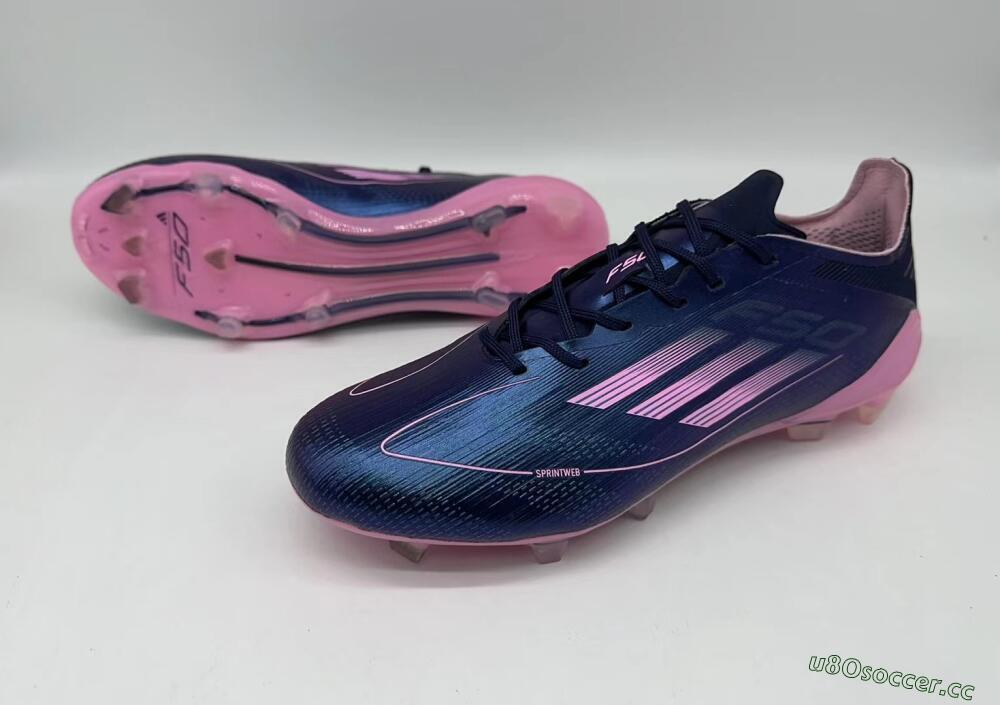 Men's Adidas F50 Elite FG Firm Ground Low-Tops Football Boots - Blue/Pink/Black