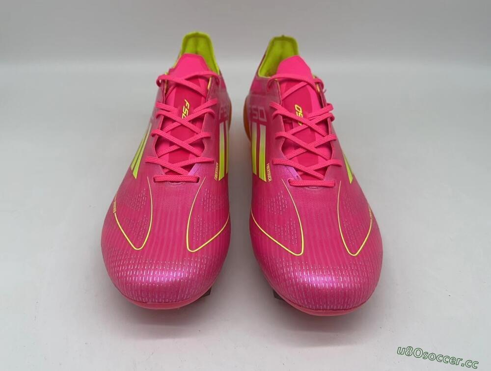 Men's Adidas F50 Elite FG Firm Ground Low-Tops Football Boots - Pink/Yellow/Orange