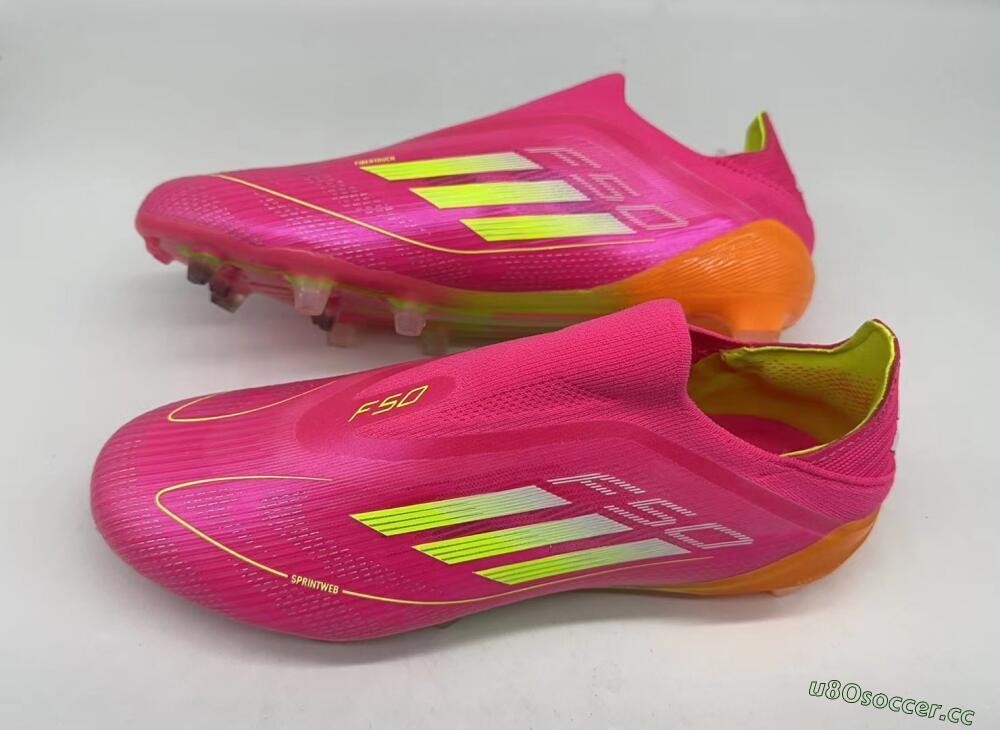Men's Adidas F50 Elite FG Firm Ground Low-Tops Football Boots - Pink/Yellow/Orange