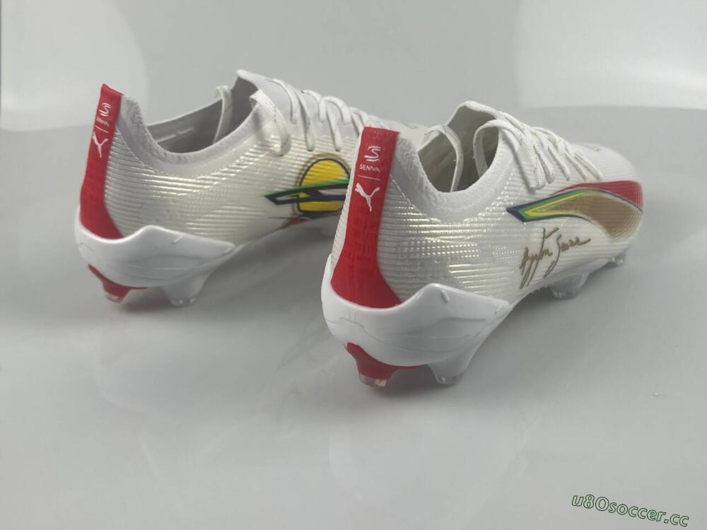 Men's Puma Ultra 5 Ultimate FG Firm Ground Low-Tops Football Boots - White/Red/Yellow/Green
