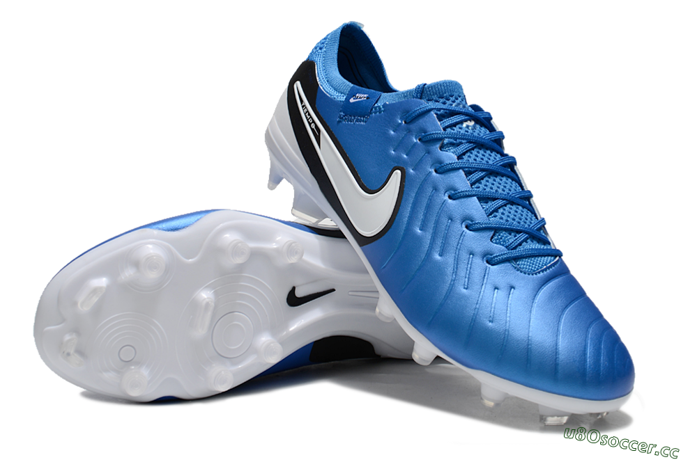 Men's Nike Tiempo Legend 10 Elite FG Firm Ground Low-Tops Football Boots - Blue/White/Black 3