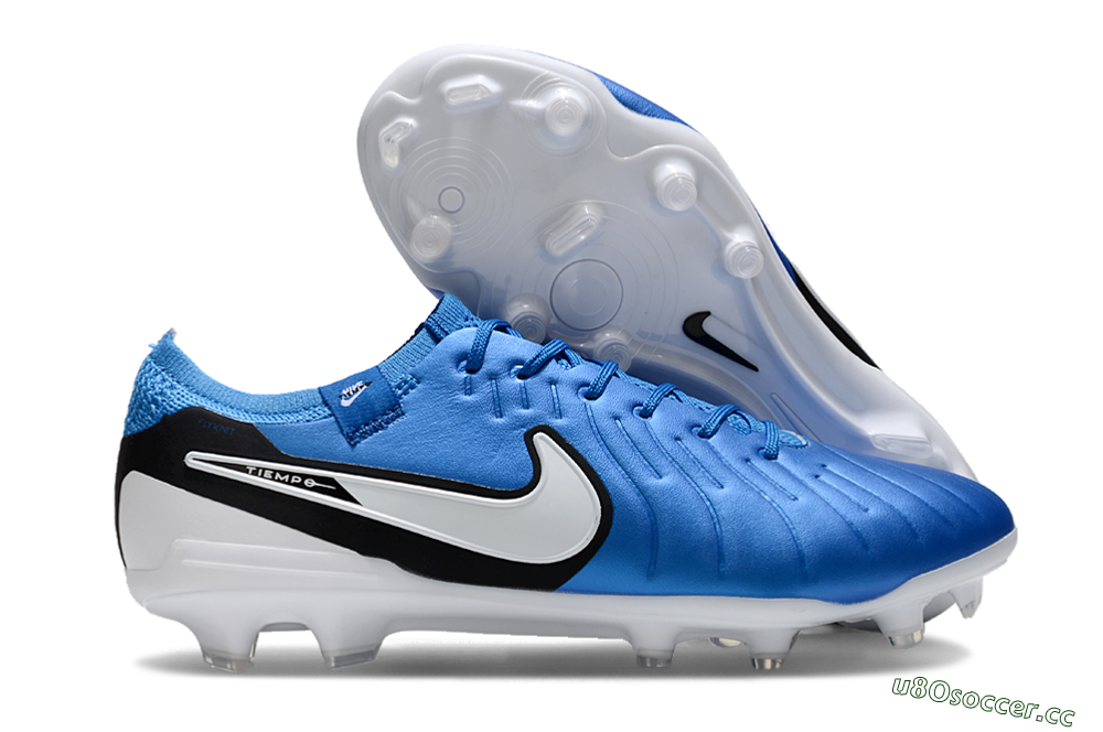 Men's Nike Tiempo Legend 10 Elite FG Firm Ground Low-Tops Football Boots - Blue/White/Black 2