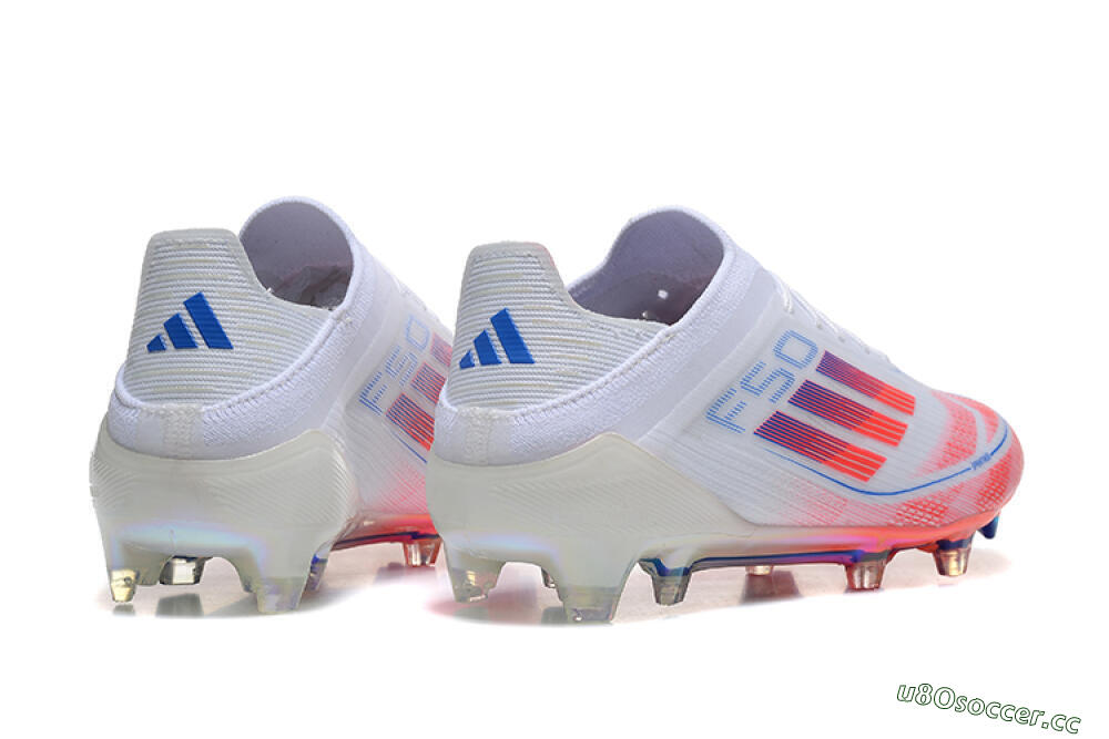 Men's Adidas F50 Elite FG Firm Ground Low-Tops Football Boots - White/Red/Blue 6
