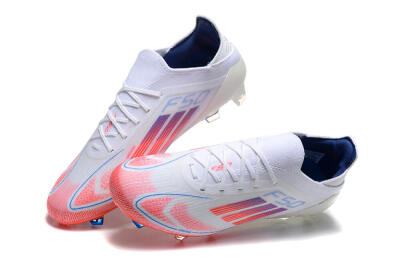 Men's Adidas F50 Elite FG Firm Ground Low-Tops Football Boots - White/Red/Blue
