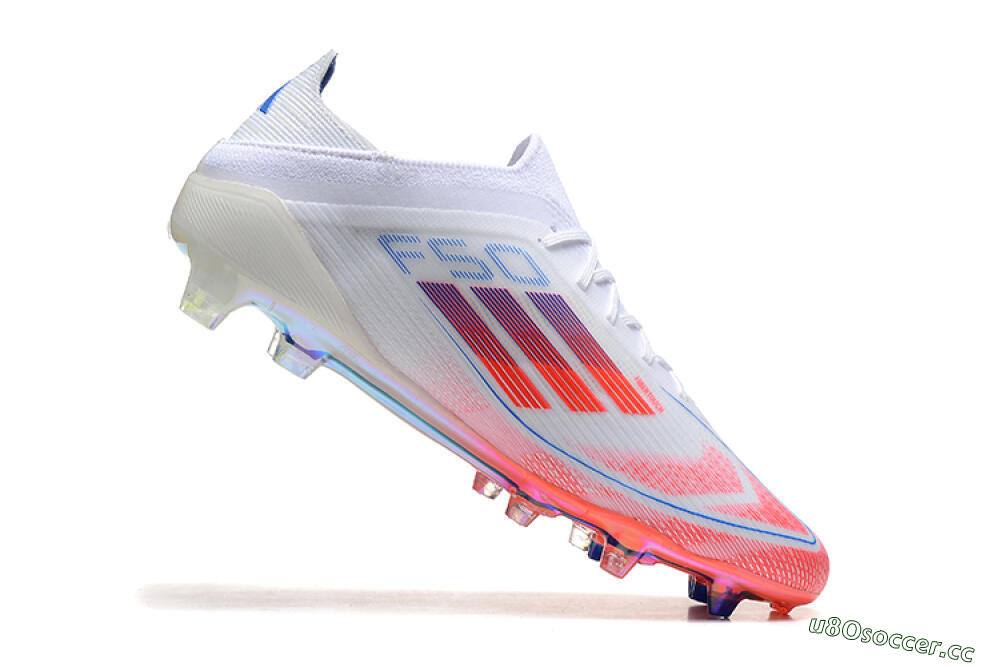 Men's Adidas F50 Elite FG Firm Ground Low-Tops Football Boots - White/Red/Blue 4