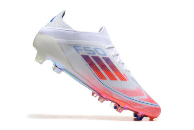 Men's Adidas F50 Elite FG Firm Ground Low-Tops Football Boots - White/Red/Blue