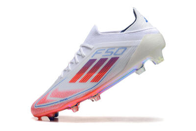 Men's Adidas F50 Elite FG Firm Ground Low-Tops Football Boots - White/Red/Blue
