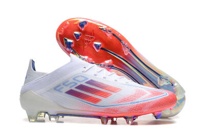 Men's Adidas F50 Elite FG Firm Ground Low-Tops Football Boots - White/Red/Blue
