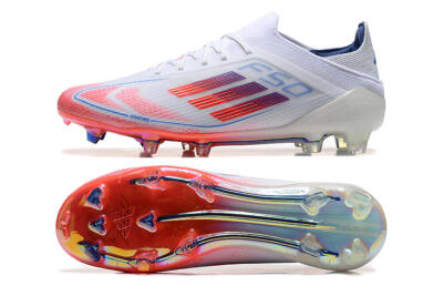 Men's Adidas F50 Elite FG Firm Ground Low-Tops Football Boots - White/Red/Blue