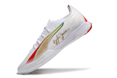 Men's Puma Ultra Ultimate TF Artificial Turf Low-Tops Football Shoes - White/Red/Yellow