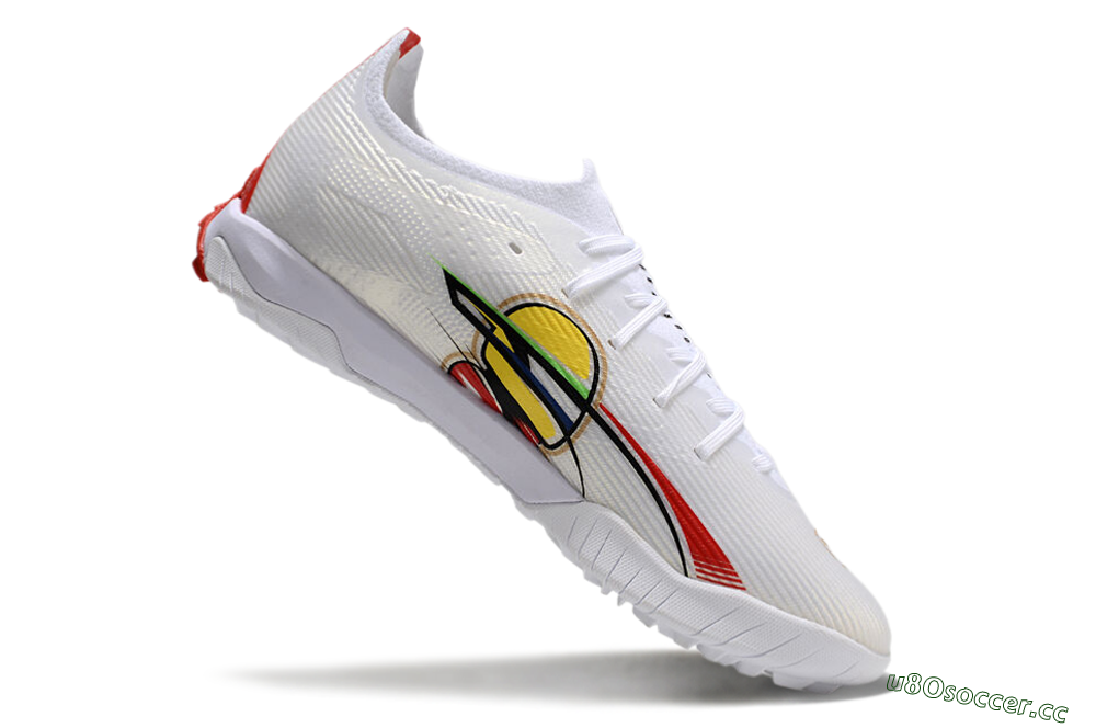 Men's Puma Ultra Ultimate TF Artificial Turf Low-Tops Football Shoes - White/Red/Yellow 4