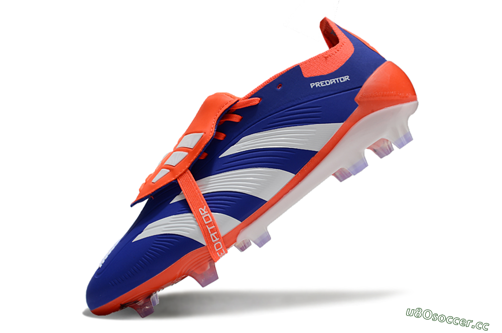 Unisex Adidas Predator Elite Foldover Tongue FG Firm Ground Low-Tops Football Boots - Blue/White/Red 5