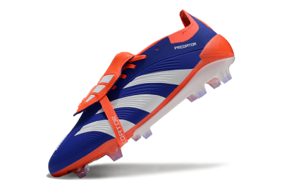 Unisex Adidas Predator Elite Foldover Tongue FG Firm Ground Low-Tops Football Boots - Blue/White/Red