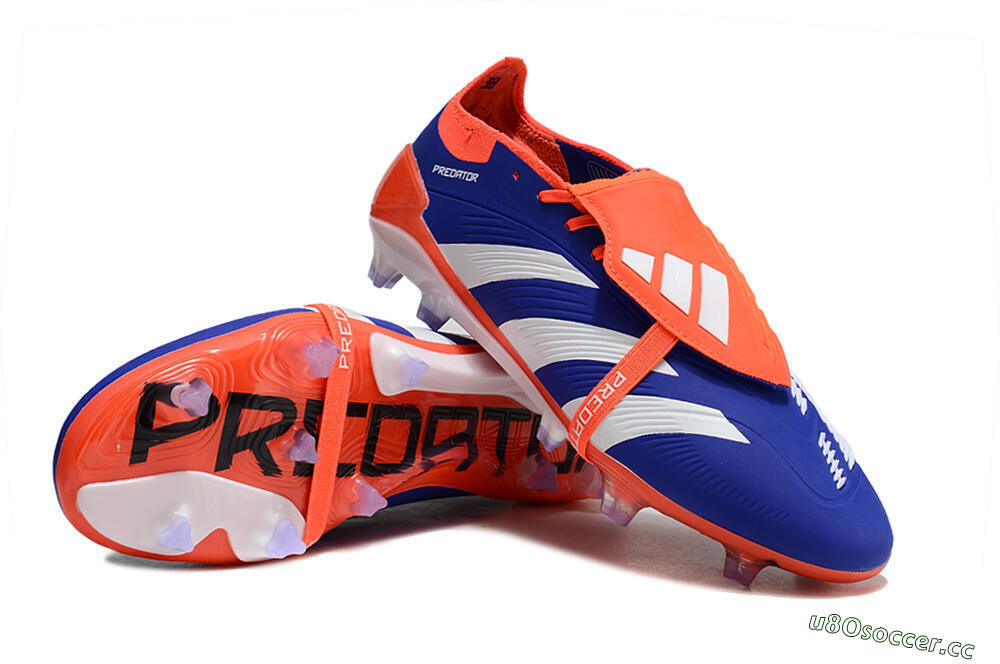 Unisex Adidas Predator Elite Foldover Tongue FG Firm Ground Low-Tops Football Boots - Blue/White/Red 3
