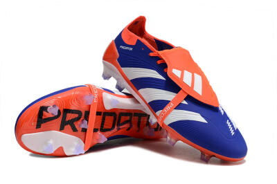 Unisex Adidas Predator Elite Foldover Tongue FG Firm Ground Low-Tops Football Boots - Blue/White/Red