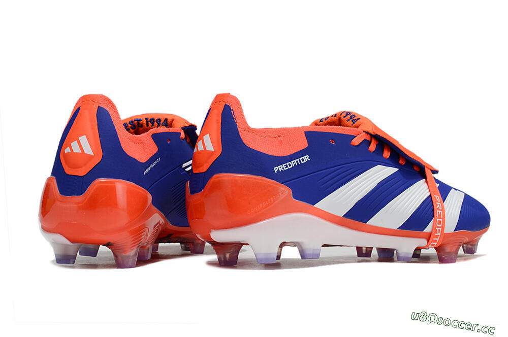 Unisex Adidas Predator Elite Foldover Tongue FG Firm Ground Low-Tops Football Boots - Blue/White/Red 6